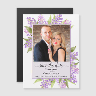 Lilacs & Foto Lavendel Bruiloft Save the Date Magnetische Uitnodiging
