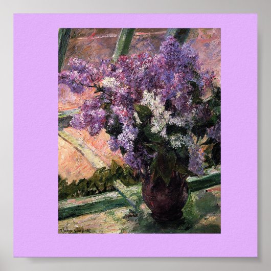 "Lilacs in a window" van Mary Cassatt 1880 Poster (Voorkant)