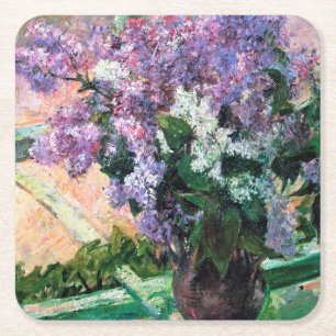 Lilacs in een raam, Mary Cassatt Vierkante Kartonnen Onderzetter
