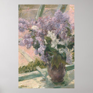 Lilacs in Window van Mary Cassatt American Painter Poster