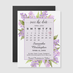 Lilacs & Kalender Lavendel Bruiloft Save the Date Magnetische Uitnodiging