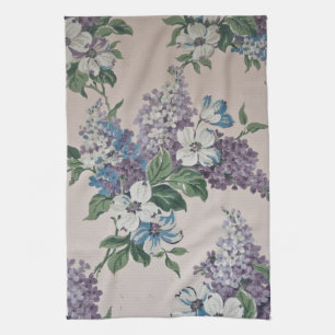 Lilacs on Wallpaper Theedoek
