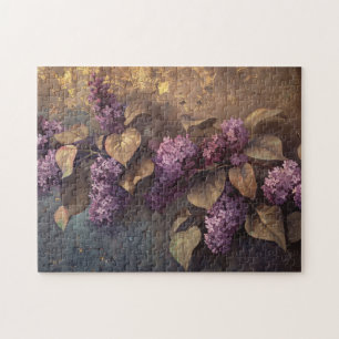 Lilacs op Gouden Achtergrond Olieverfschilderij Legpuzzel