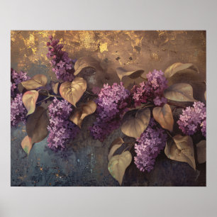 Lilacs op Gouden Achtergrond Olieverfschilderij Poster
