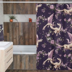 Lilacs, Roses et Dragons blancs Douche rideau