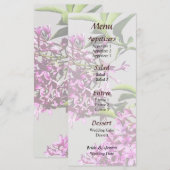 Lilacs roses et menu Mariage Feuille (Devant / Derrière)