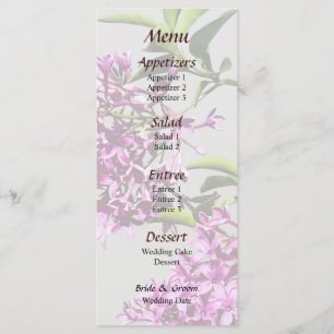 Lilacs roses et menu Mariage Feuille