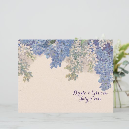 Lilacs vintage Programme de mariage plié (Debout devant)