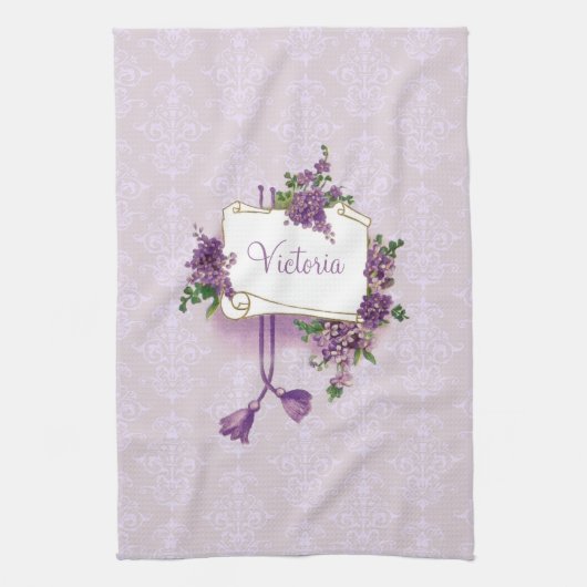 Lilacs vintage Serviette de cuisine personnalisée (Vertical)