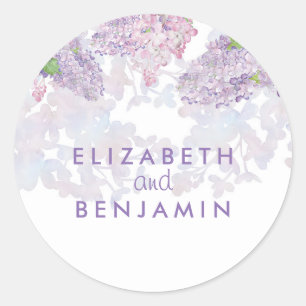 Lilacs Waterverf Floral Elegant Bruiloft Ronde Sticker