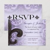 lilas "fer fleur de lis" Mariage RSVP (Devant / Derrière)