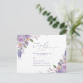 Lilas Lavande Floral Moderne Pas de Menu RSVP (Debout devant)