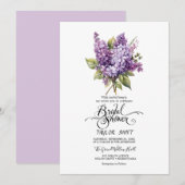 Lilas Rustique | Invitation de Baby Shower de Mari (Devant / Derrière)