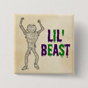 Lil'Beast Driving Font Mummy Halloween Vierkante Button 5,1 Cm