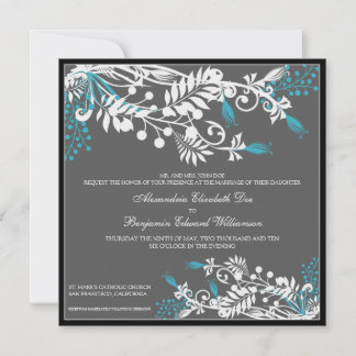 L'île Floral (aqua) Élégante invitation au mariage