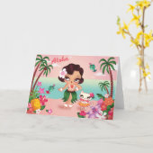 L'île paradisiaque de Hula Lulu - carte de voeux (Fleur jaune)