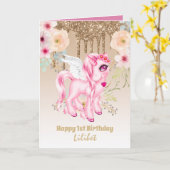 Lilibet 1er Anniversaire Cartes - Princesse Unicor (Fleur jaune)
