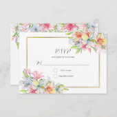 Lilies aquarelle fleurs mariage rsvp (Devant / Derrière)