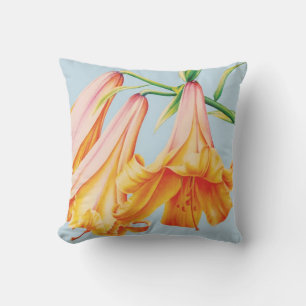 Lilies beaux-arts par Sarah Trett oreiller bleu or
