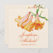 Lilies bloemenschildervierkant bruiloft kaart (Voorkant / Achterkant)