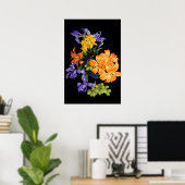 Lilies, bruinvissen en druiven poster (Thuiskantoor)