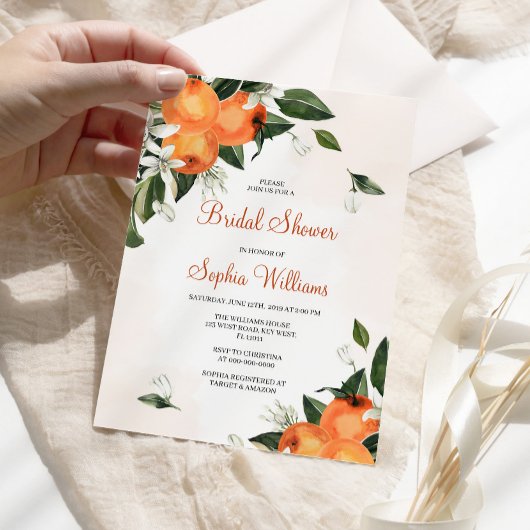 Lilies en Oranje Floral Bridal Shower Kaart