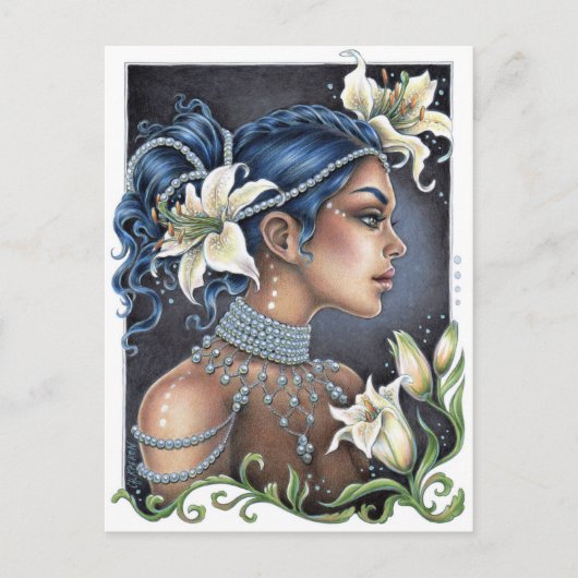 Lilies en parels briefkaart (Voorkant)