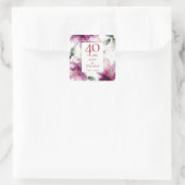 Lilies Floral 40th Ruby Bruiloft Jubileum Vierkante Sticker (Tas)