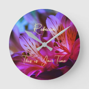 Lilies Floral Personnalisable Horloge murale