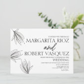 Lilies Hand Drawn Elegant Script Wedding Kaart (Staand voorkant)