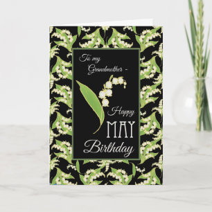 Lilies May Birthday Kaart, Black: Grootmoeder Kaart