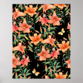 Lilies naadloos achtergrondpatroon. poster (Voorkant)