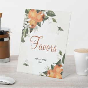 Lilies & Orange Bloemige Bruiloft Favorieten Bord Reclamebord Met Voetstuk