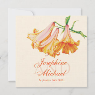 Lilies peinture d'art fleurie carré invitation mar