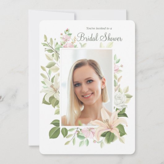 Lilies Photo Shower-uitnodiging Kaart (Voorkant)