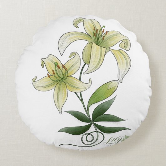 Lilies Rond Kussen (Voorkant)