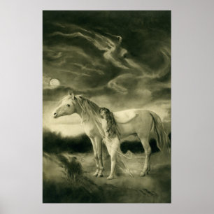 Lilith met white horse poster