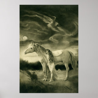 Lilith met white horse poster