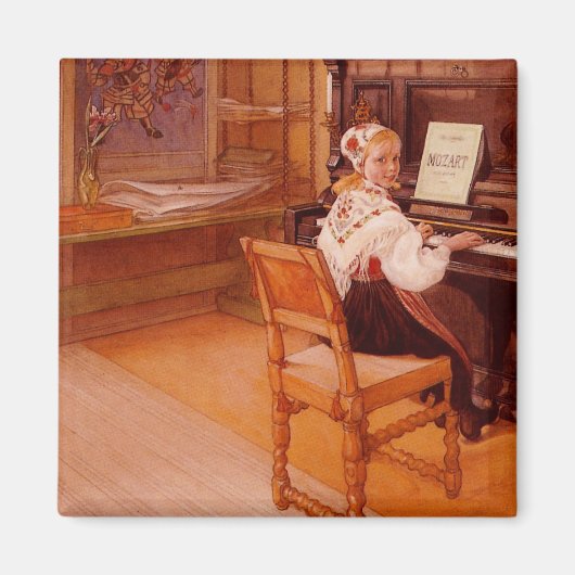 Lillanna oefent Mozart uit op Piano Magneet (Voorkant)