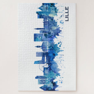 Lille France Skyline Blue Legpuzzel