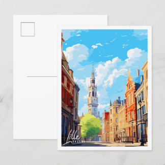 Lille Frankrijk vintage reisillustratie Briefkaart