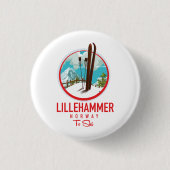 Lillehammer Norway Ski logo Ronde Button 3,2 Cm (Voorkant)