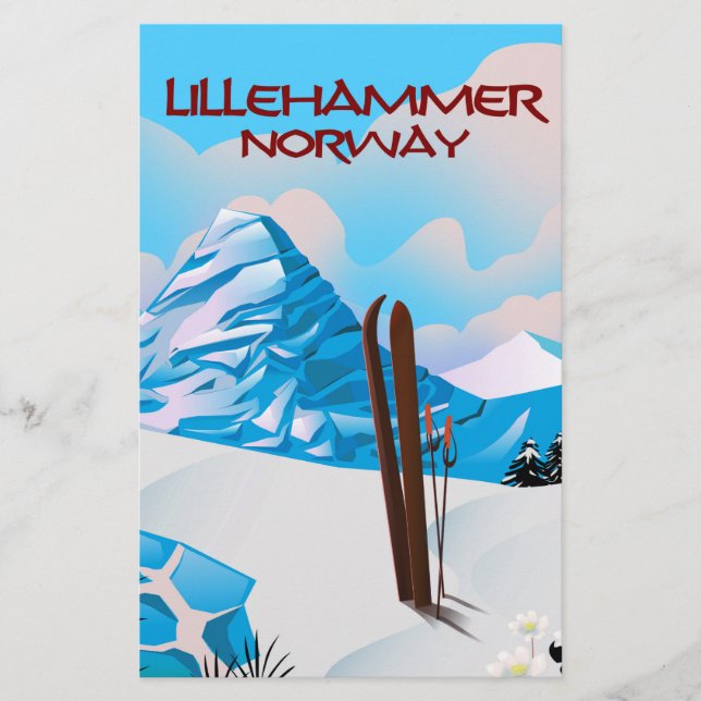 Lillehammer Norway Ski poster. (Voorkant)