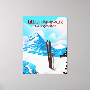 Lillehammer Norway Ski poster. Canvas Afdruk
