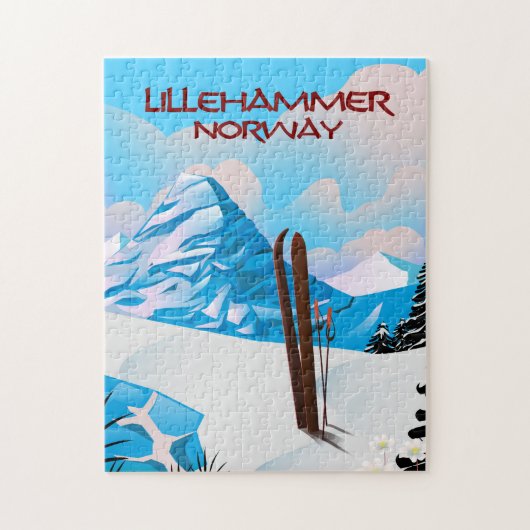 Lillehammer Norway Ski poster. Legpuzzel (Verticaal)