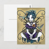 "Lillian" Gothic Hummingbird Fairy Art Briefkaart (Voorkant / Achterkant)