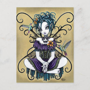 "Lillian" Gothic Hummingbird Fairy Art Briefkaart