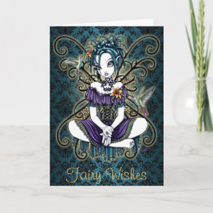 "Lillian" Gothic Hummingbird Fairy Art Kaart