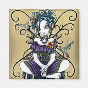 "Lillian" Gothic Hummingbird Fairy Art Magnet Magneet