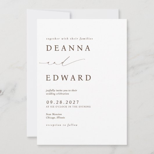 LILLIE Elegant Faire-part de mariage Brown (Devant)